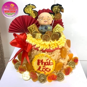 bánh kem bông lan trứng muối chữ lộc ông thọ 
