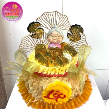 bánh kem bông lan trứng muối chữ lộc 