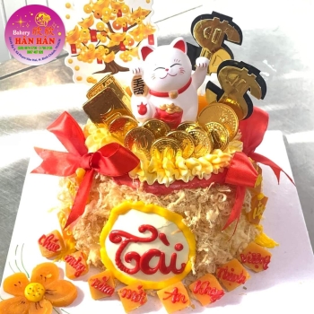 bánh kem bông lan trứng muối chữ tài 