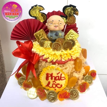 bánh kem bông lan trứng muối chữ lộc ông thọ 